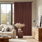 Brick Brown Pinch Pleated Blackout Linen Curtains 120 Inches Long | 100% Black - Image 9