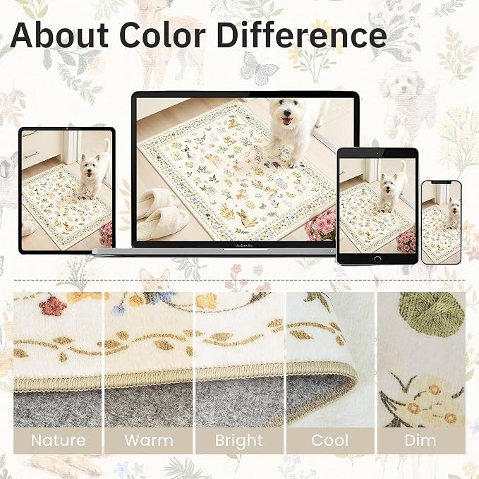 Soalmost Dog 6x9 Area Rugs for Living Room, Washable Animal Soft Rug Beige | - Image 8