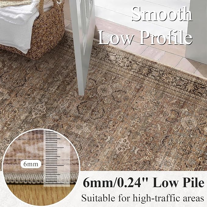 Schweek Brown 5x7 Area Rugs Washable Non Slip Rug - Image 4