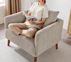 Oversized Accent Chair Modern Boucle Armchair for Living Room Sets of 2 - 37" Wide & Cozy Reading Accent Chair with Solid Wood Legs, Camel Upholstered Lounge Chair for Bedroom & Office(Easy Assembly)