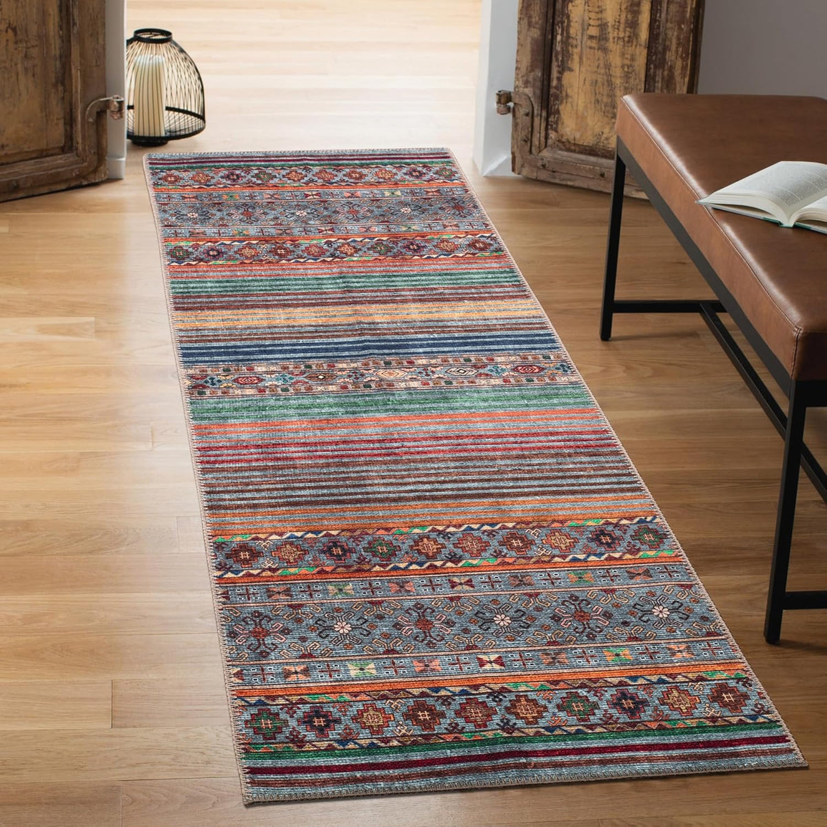 Keen Home Design 2x12 Rug - Machine Washable Runner Rug with Non-Slip Backing, Ideal for Hallway, Entryway, Kitchen, Laundry Room - Vintage, Easy Clean, Durable, Low Pile - (2'6" x 12')