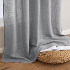 MIULEE Grey Linen Curtains 37x84 Inch Length Gray 2 Panels | Window Drapes - Image 7