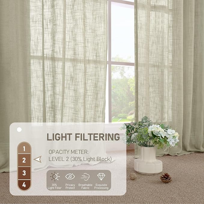 Oatmeal Sheer Linen Curtains 84 Inch Long - Image 5