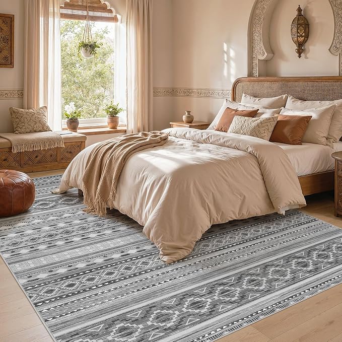 cotiled 10x12 Area Rugs Washable Boho Living Room Rug Beige Grey | Solve Modern - Image 6