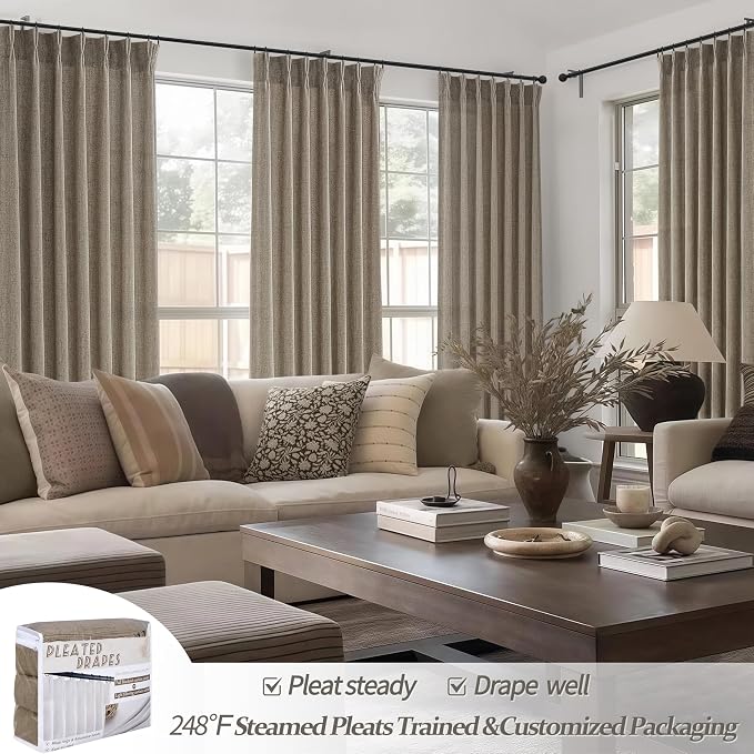 Dark Flax 70 Inch Extra Wide Curtains 90 Inches Long - Image 4