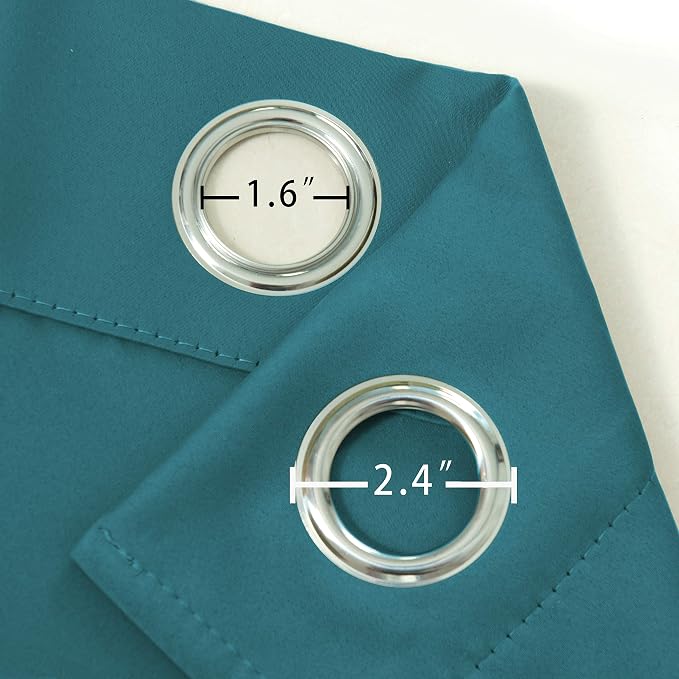 Sea Teal Thermal Blackout Curtains/42 x 72 Inch/Set of 2 Panels Room Darkening - Image 6