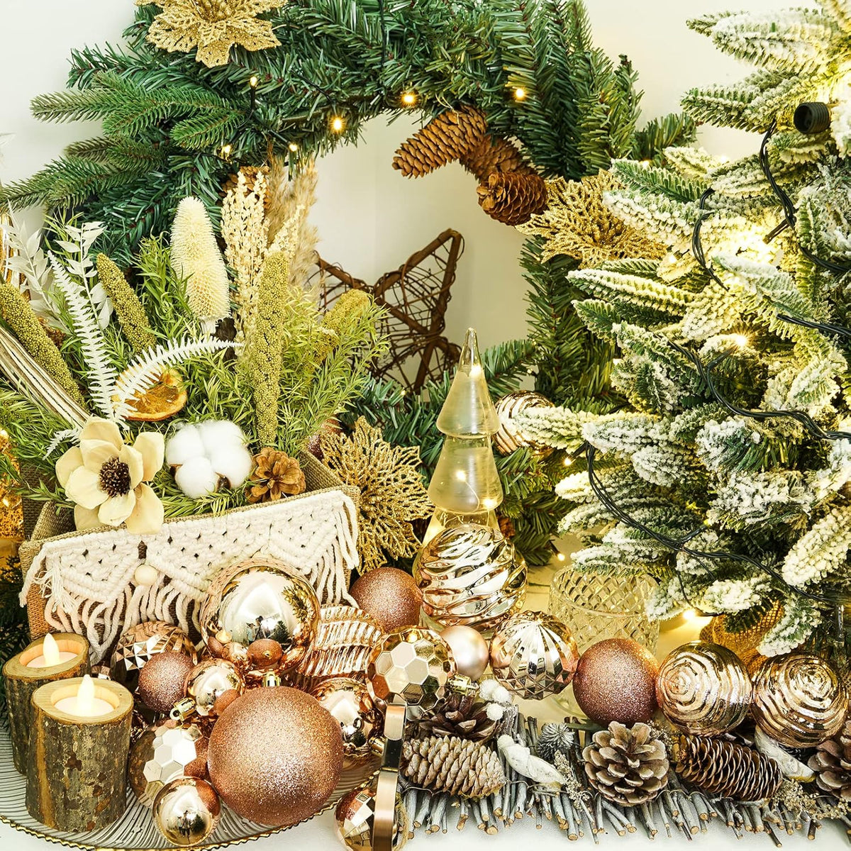 XmasExp 16ct Christmas Ball Ornaments Shatterproof Xmas Tree Hanging Balls Decorations Perfect for Holiday Wedding Christmas Decor (Rose Gold, 3.15")