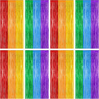 8 Pack Rainbow Backdrop, 3.28 FT x 7.05 FT Backdrop Curtains, Metallic Fringe Curtains Tinsel Bakdrop Party Streamer, Wedding Decor Rainbow Party Decorations Pride Photo Booth Props
