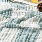 EMME Checkered Throw Blanket Cotton for Couch Soft Muslin Bamboo Blankets 50"x60" Lightweight Breathable Soft Blanket All Season Gauze, Teal