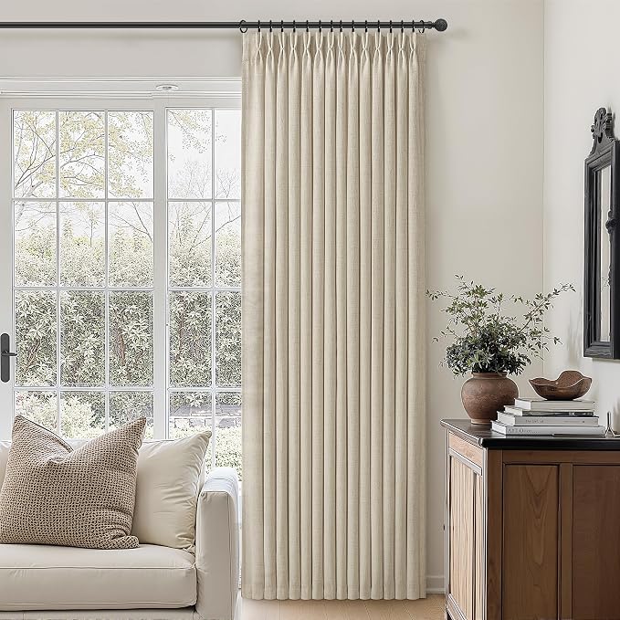 Pinch Pleated Natural Linen Curtains 94 Inches Long 2 Panels Set - Image 7