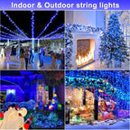 120 LED Blue Christmas Lights Outdoor, 40ft Clear Wire Blue String Lights 8 Modes, Plug in Waterproof Fairy String Light for Indoor Christmas Tree Bedroom Decorations