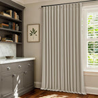 Oatmeal 102 Inch Blackout Linen Pleated Curtains - Image 9