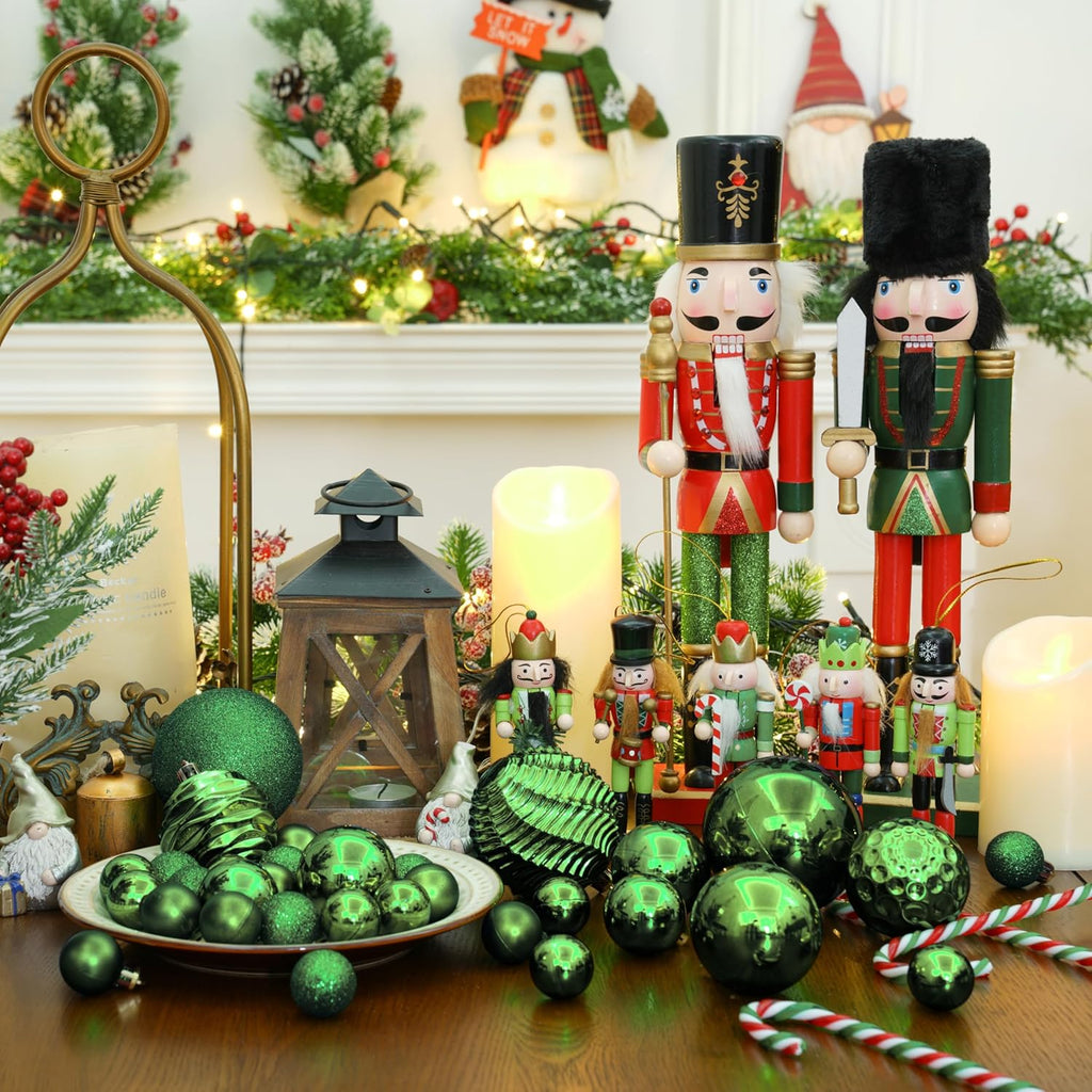 XmasExp 16ct Christmas Ball Ornaments Shatterproof Christmas Ornaments Set Decorations for Xmas Tree Balls 80mm/3.15" (Dark Green)