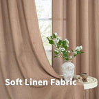 YoungsTex Mocha Linen Semi Sheer Curtains 98 Inches Long 2 Panels Set | Light - Image 6