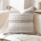 Gray Boho Decorative Throw Pillow Cover 22x22 Square Farmhouse Accent Cushion by BlissBlush
