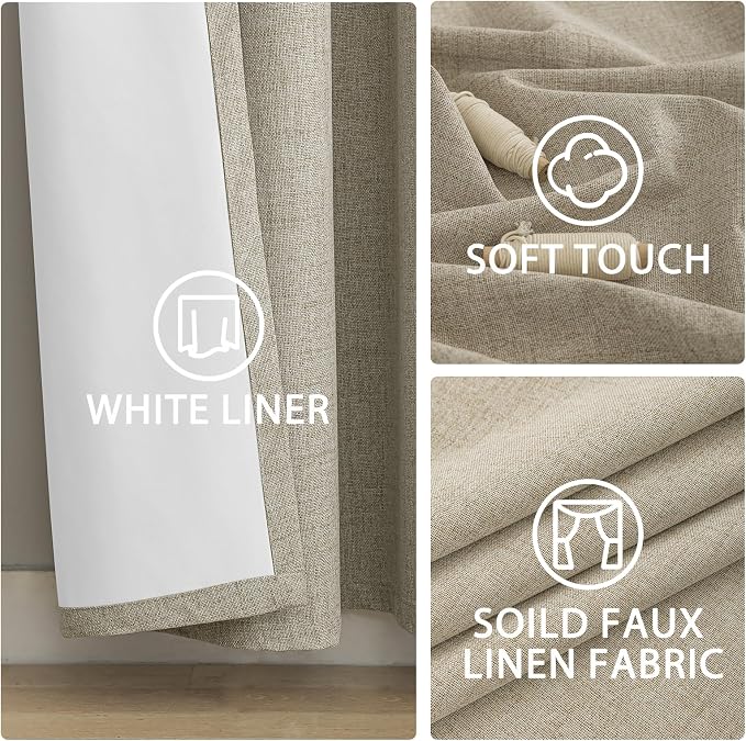 Yakamok Natural Linen Textured Curtains 96 Inches Long - Image 6