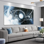 TAIJXAGSG Canvas Wall Art Decor Artwork Modern Paintings Dark Blue Wall Decorations Maximalist White Line Abstract Wall Art Prints For Wall Bedroom Kitchen Office Artwork Ready To Hang 20"×40"