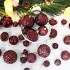 Christmas Ornaments Set with 36pcs Shatterproof Christmas Tree Decorations Multi-Size Christmas Ball Ornaments with 7 Styles Burgundy
