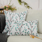 YOUR SMILE Classical Embroidery Jacquard Green Square Decorative Throw Pillow Case Cushion Cover,12x20 inch