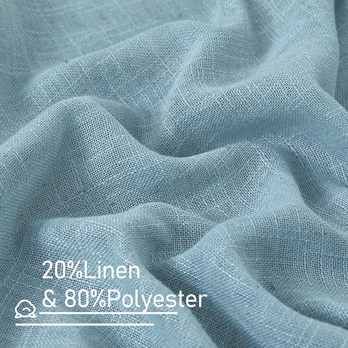 Stone Blue Linen Curtains 45 Inch Length - Image 2