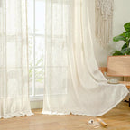 Natural Linen Blended Curtains for Living Room 120 Inch Semi Sheer | Light - Image 9