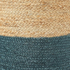 REDEARTH · Cylindrical Pouf Foot Stool Ottoman - Jute Braided Pouffe Poof Accent Sitting Footrest for Living Room, Bedroom, Nursery, Patio, Lounge Set of 2 (Natural Teal, 14.5"x14.5"x16")