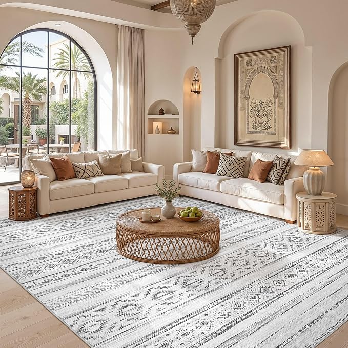 cotiled Boho 9x12 Area Rug for Living Room: Large Moroccan Washable Rug | Solve - Image 5