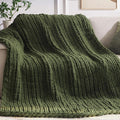Chunky Knit Throw Blanket, 40''*50'' Knitted Throw Chenille Yarn for Bed Couch, Handmade Green Crochet Big Thick Blanket, Machine Washable Cute Comfy Blanket for Home Decor