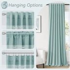 Light Blue 100% Blackout Linen Curtains 84 Inch Length 2 Panels Set - Image 6