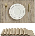 Leetaltree Light Brown Placemats Set of 8 - Heat Resistant Non-Slip Place mats for Dining Table, Washable Durable PVC Vinyl Woven Table Mats（Light Brown, 8）