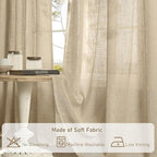 Brown Linen Curtains 84 inches for Bedroom, Linen Textured Panels | Light - Image 8