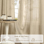 Semi Sheer Short Window Linen Curtains 24 Inch Long 34 x 24 Inch | Light - Image 8