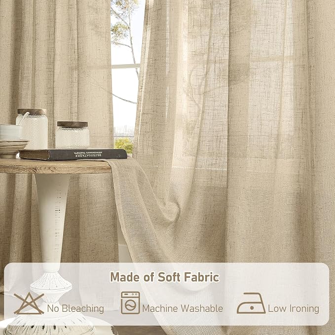 Semi Sheer Linen Curtains 36 Inch Length - Image 8