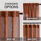 MIULEE Burnt Orange Fall Linen Curtains 52x108 Inches - Image 3