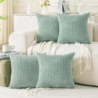 Set of 4 Aqua Decorative Throw Pillow Covers 18x18 Inch Corduroy Pillow Covers by Cozoomy