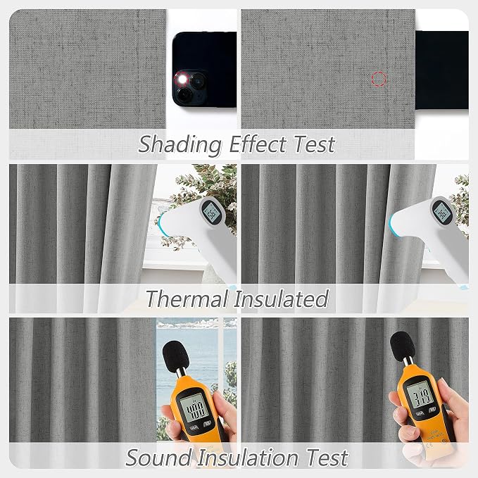 100% Blackout Linen Curtains 72 Inch Length 2 Panels Set - Image 5
