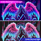 Blacklight Tapestry,WingTapestry Glow In The Dark,UV Reactive Black Light Upright Posters Wall Hanging for Bedroom Dorm Living Room Backdrop Decor (wing1, 90L" x 70W")