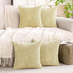 Set of 4 Pale Yellow Decorative Throw Pillow Covers 20x20 Inch Corduroy Pillow - Image 8