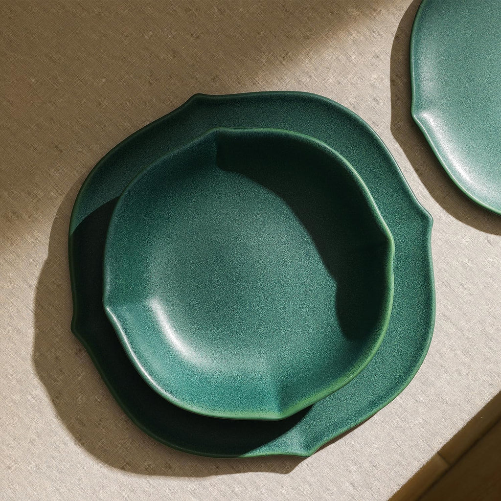 Stone Lain Baskerville 12-Piece Dinnerware Set Stoneware, Green