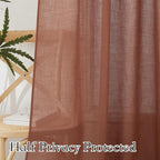 RYB HOME Farmhouse Boho Linen Sheer Curtains 90 inches Long - Image 4