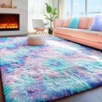 8x10 Area Rug, Cute Kawaii Purple Rainbow Rug - Image 3