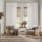 102 Inch Linen Pleat Neutral Semi Sheer Privacy Beige White Curtains 50x102 | - Image 2