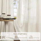 Natural Ivory Semi Sheer Linen Curtains 84 inch Long - Image 8