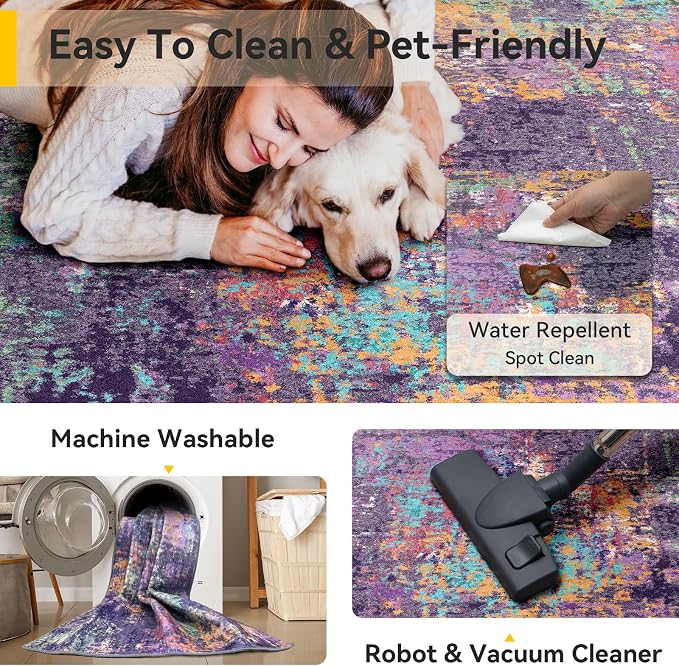 RELEANY Washable Square 8'x8' Area Rug - Image 3