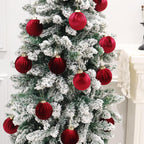 3.15inch Burgundy Velvet Ornaments for Christmas Tree, 15pcs Flocked Christmas Ornaments Decorations Balls Set Decor