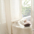 BGment Beige Linen Semi Sheer Curtains 42X40 Inch Length 2 Panels | Cream Light - Image 7