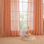 Linen Curtains 48 Inch Length Semi Sheer Light Filtering 2 Panels | Linen - Image 9