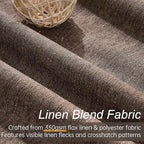 Topfinel Dark Brown 90 Inch Blackout Linen Curtains - Image 2