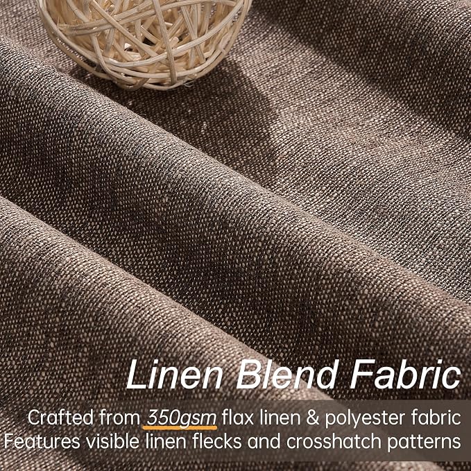 Topfinel 96 Inch Blackout Linen Curtains 2 Panel Set - Image 2