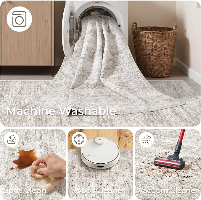2x5 Rug Runners for Hallways Non Slip, Kitchen Rugs, Taupe | Washable Rugs for - Image 8